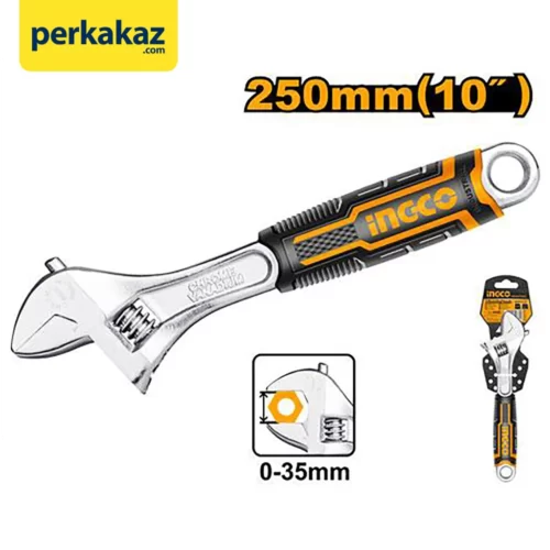 Kunci Inggris 10″ Gagang Karet Adjustable Wrench HADW131108 Ingris