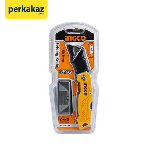 Pisau Lipat Gagang Aluminium Folding Knife INGCO HUK6236 Utility Cuter
